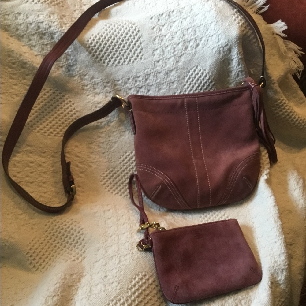 Coach suede crossbody and wristlet